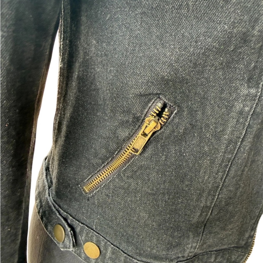 Sugar Lips Asymmetric Zip Denim Moto Jacket XS Black - Picture 4 of 6